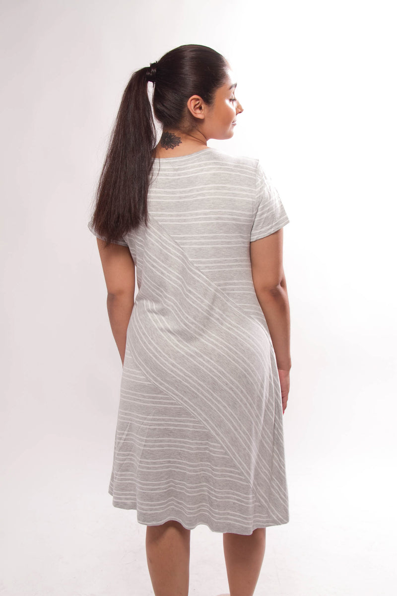 Grey And White Stripe Dress