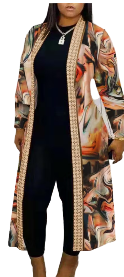 Tie-Dye Cardigan With Floral Print