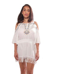 Off The Shoulder Top With Tassels At The Bottom