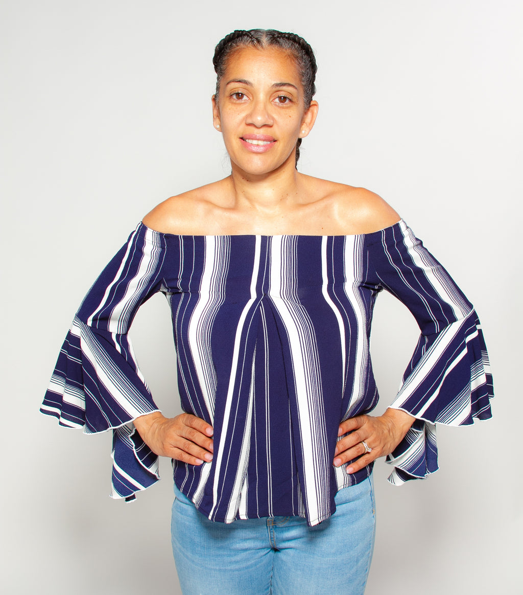 Off The Shoulder Top With Ruffle Sleeve
