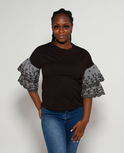 Black Sweatshirt With  Embroidery On The Sleeve