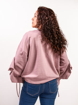 Sweatshirt Ruffle Tie Sleeve