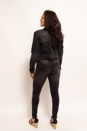 Black Jeans Sets With Pink And Grey Embroidery