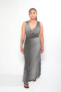 Grey And Black Sleeveless Maxi Dress