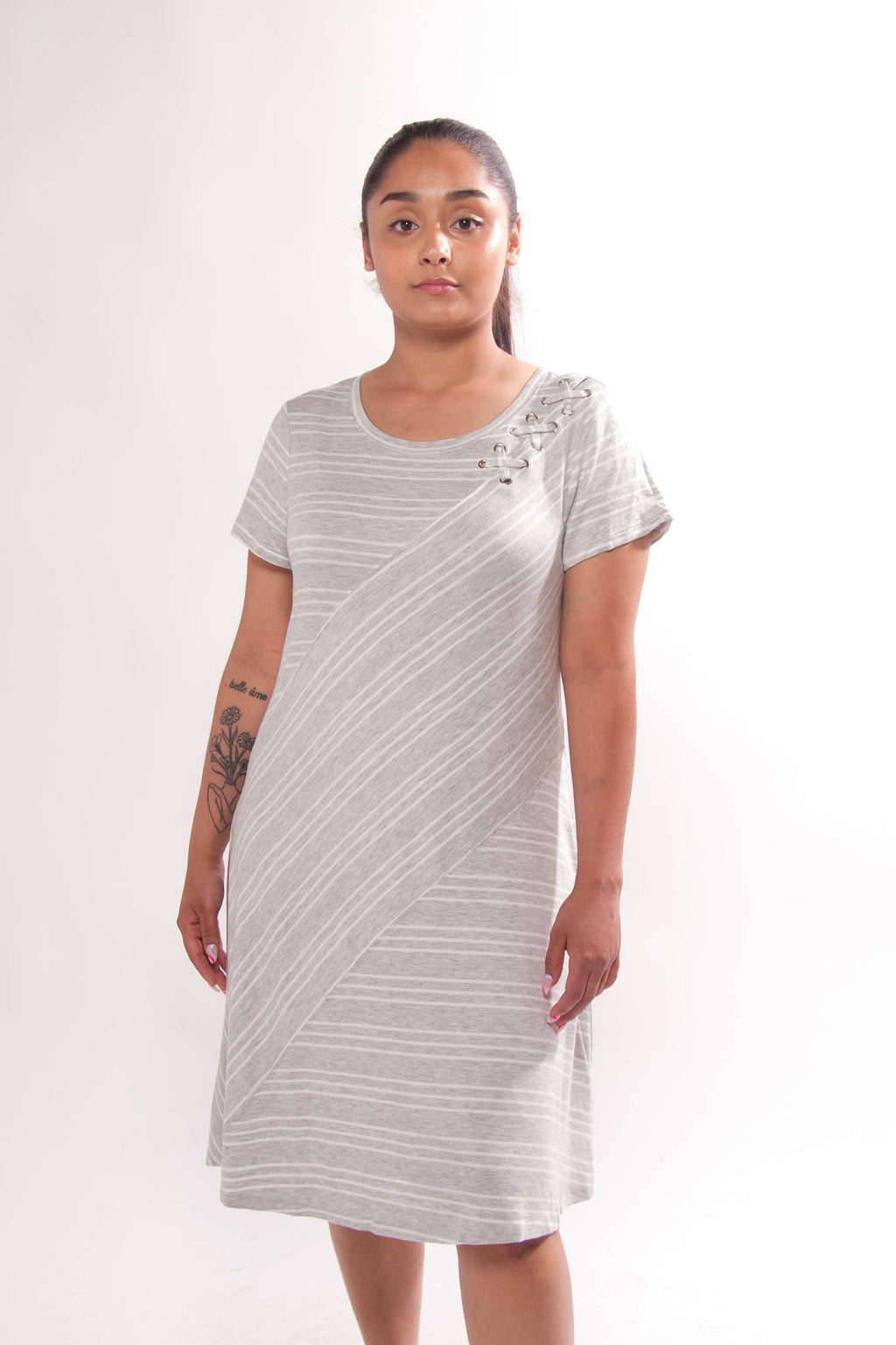 Grey And White Stripe Dress